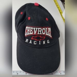 Black Chevrolet Racing Baseball hat with red logoVelcro backGM official licens
